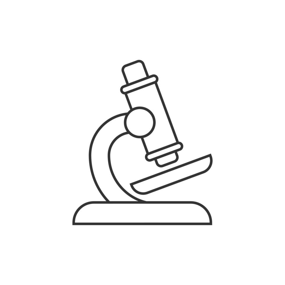 Microscope icon in flat style. Laboratory magnifier vector illustration on isolated background. Biology instrument sign business concept.