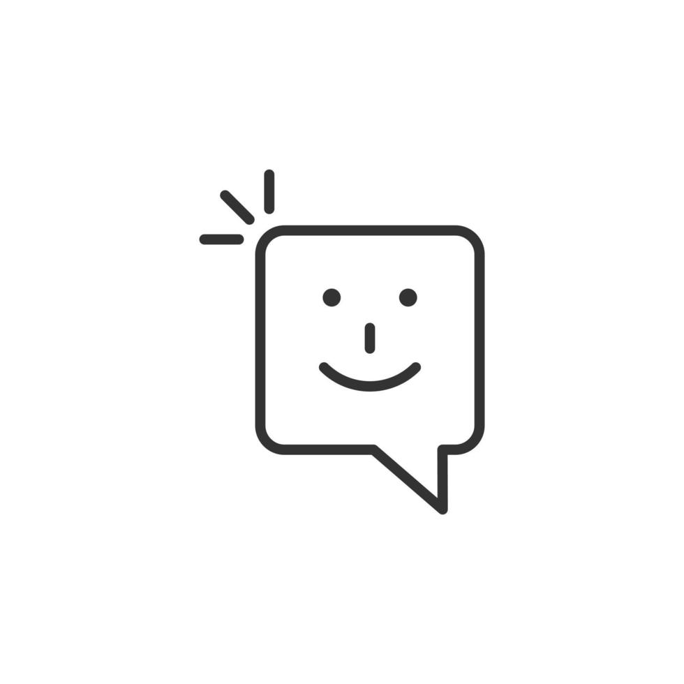 Happy sms icon in flat style. Message speech bubble vector illustration on white isolated background. Envelope business concept.