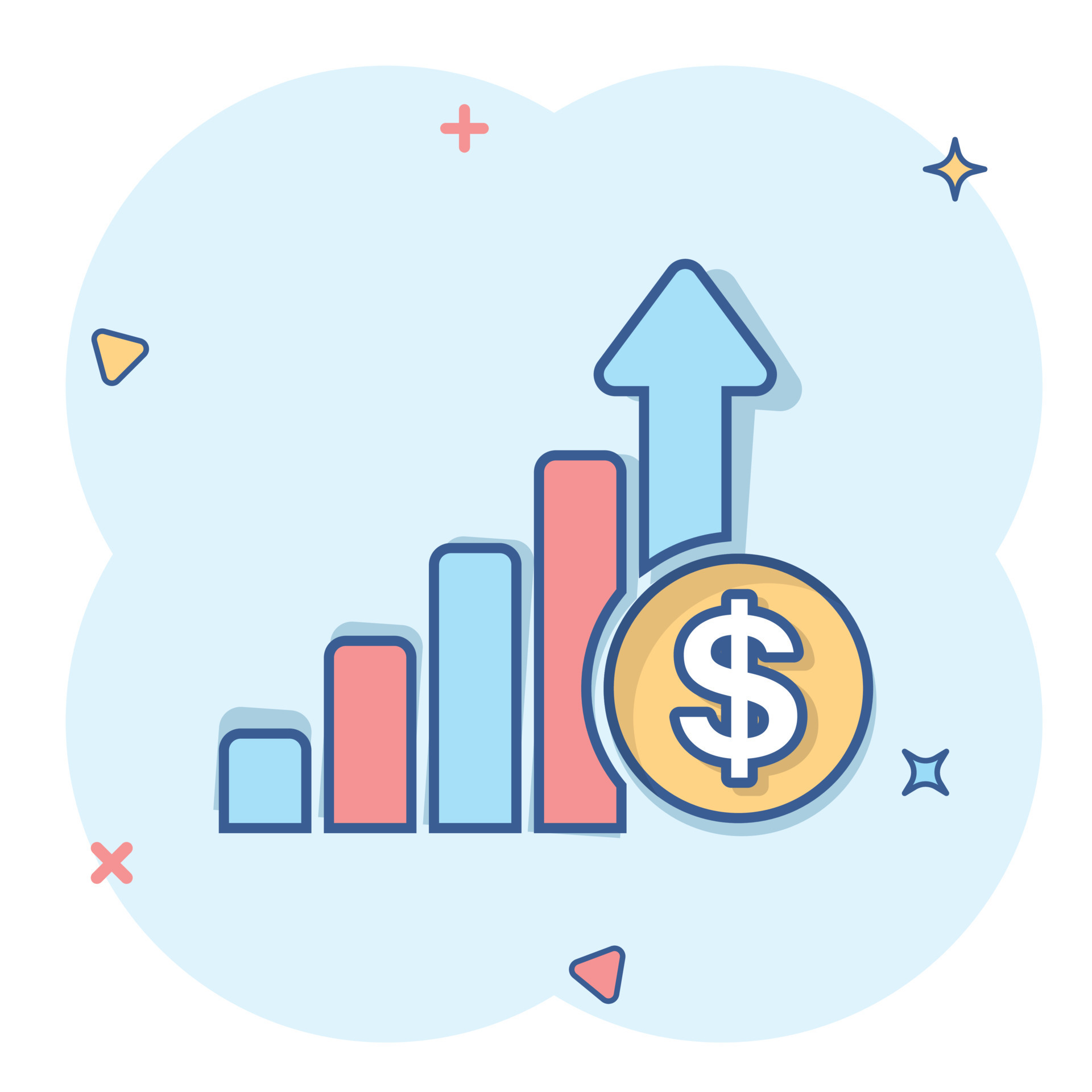 Growth arrow icon in comic style Revenue cartoon vector illustration Growth arrow icon in comic style Revenue cartoon vector illustration