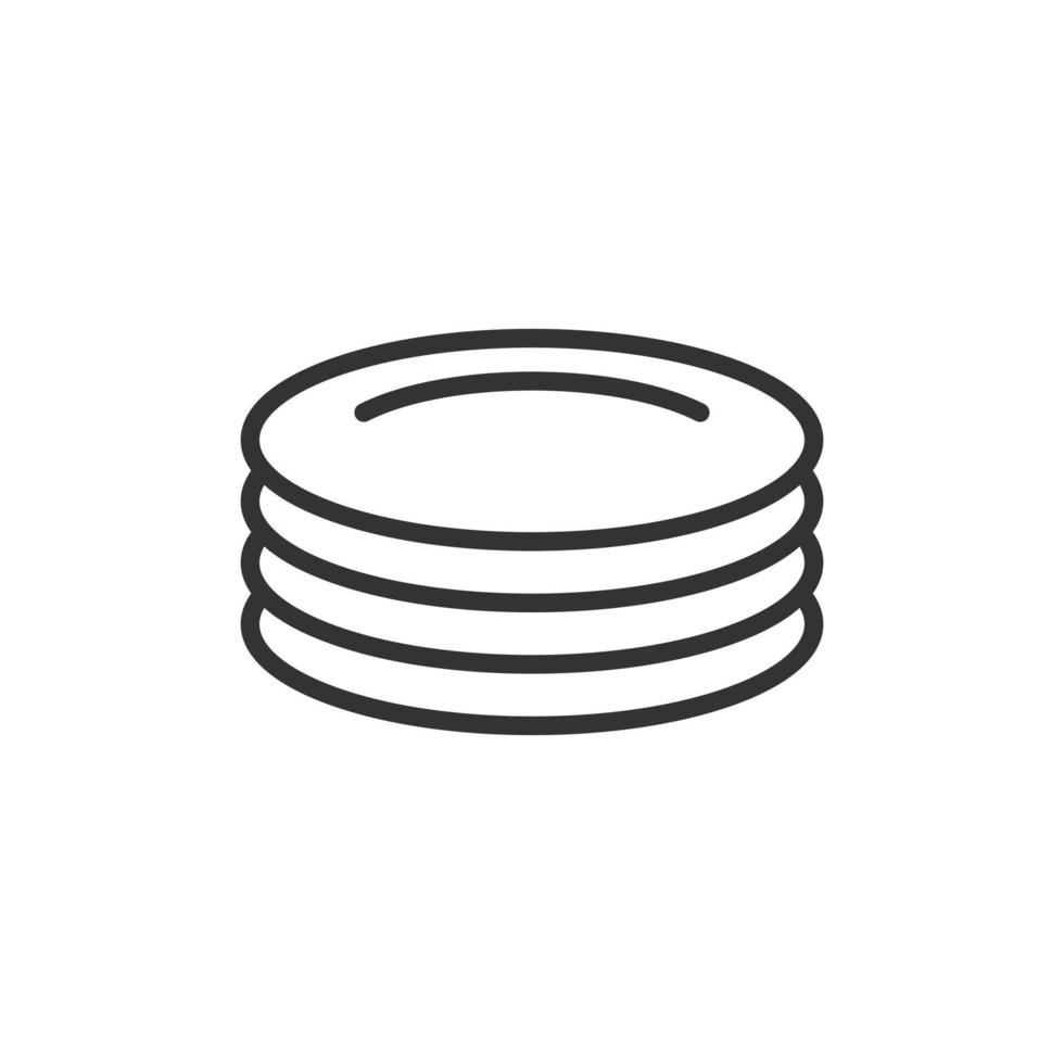 Plate icon in flat style. Dish vector illustration on white isolated background. Tableware business concept.
