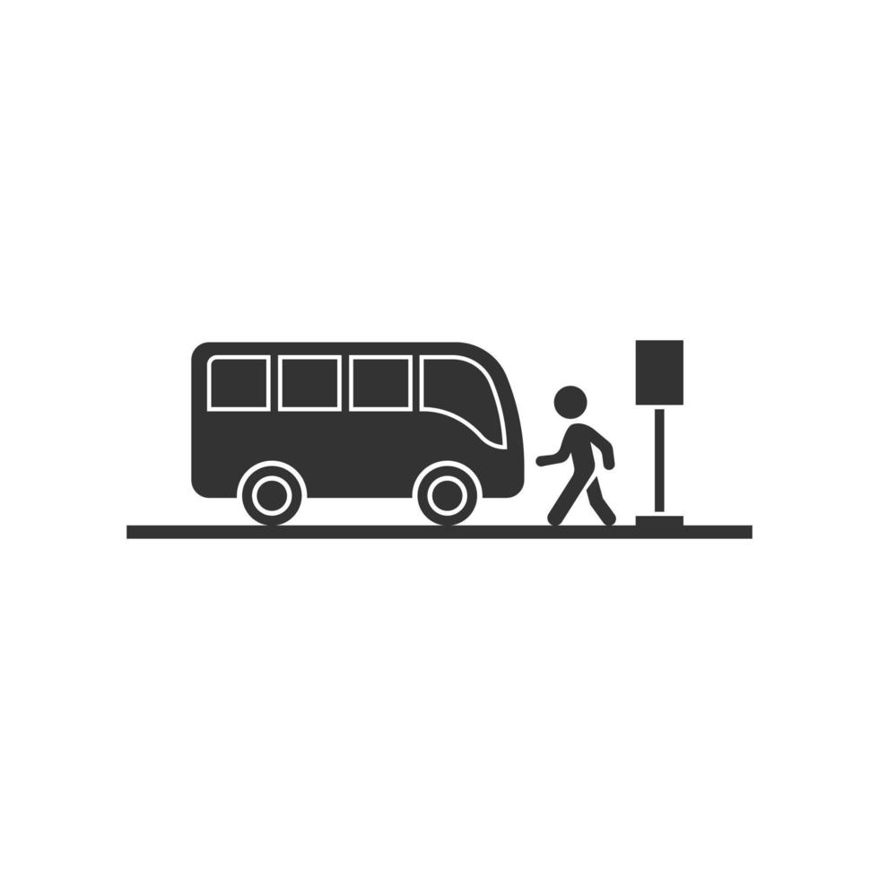 icono de la estación de autobuses en estilo plano. ilustración vectorial de parada automática sobre fondo blanco aislado. concepto de negocio de vehículos autobus. vector