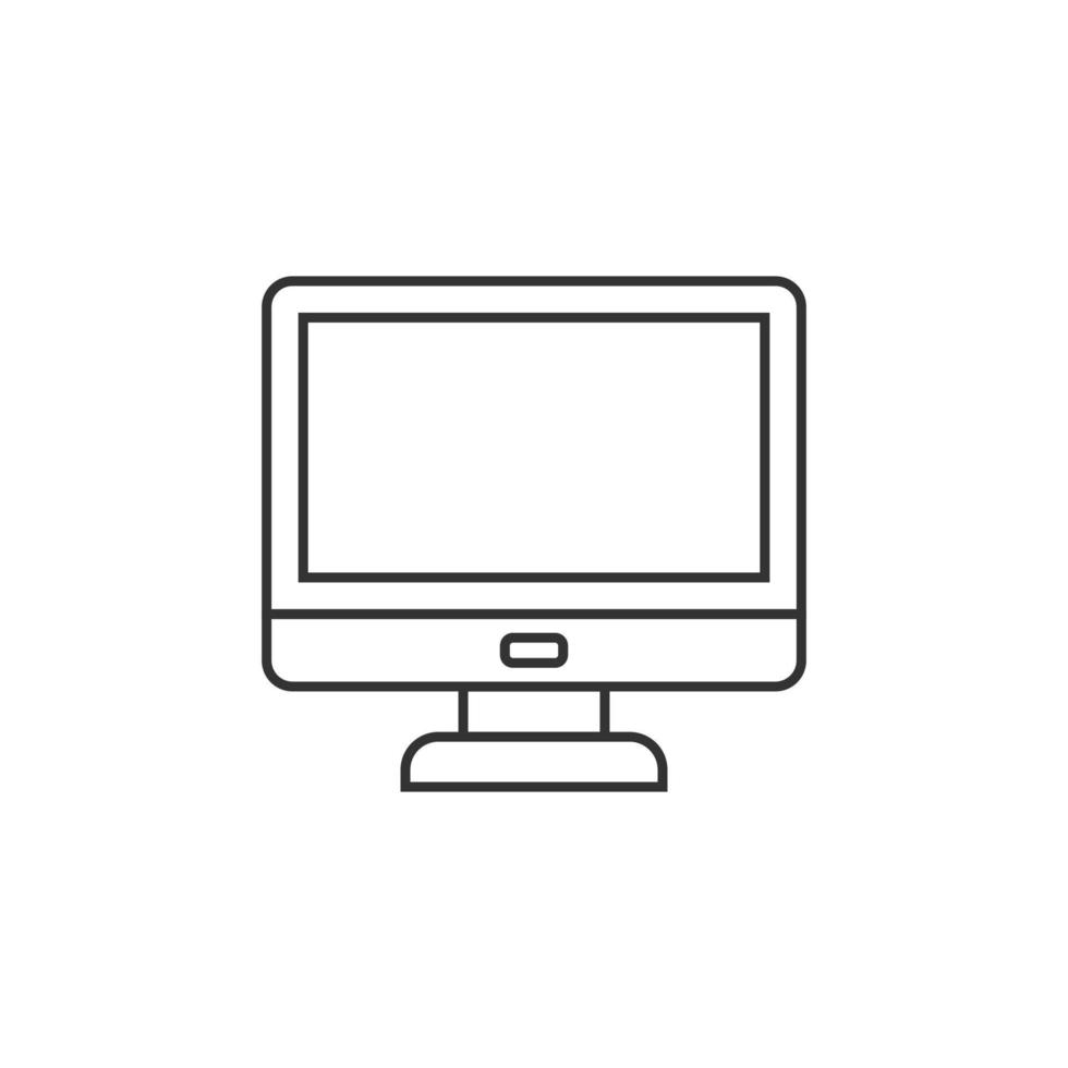 computadora personal en estilo plano. Ilustración de vector de PC de escritorio sobre fondo aislado. concepto de negocio de señal de visualización de monitor.