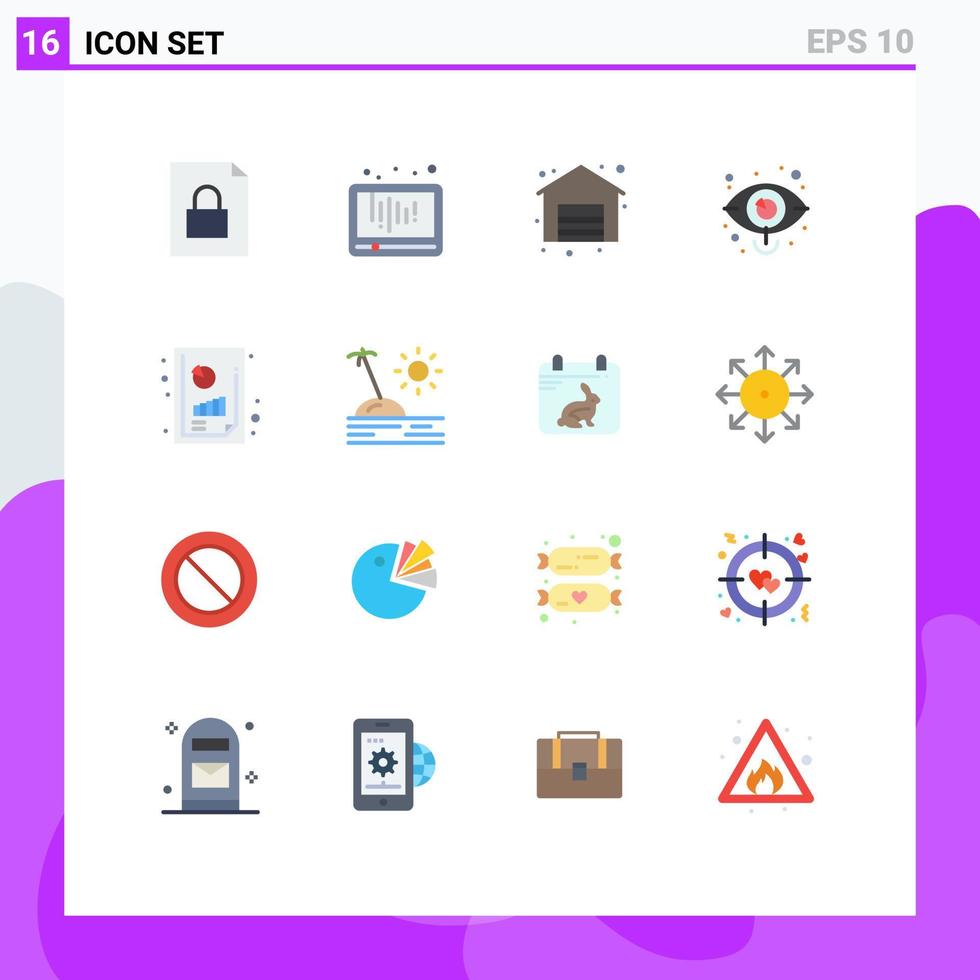 16 Creative Icons Modern Signs and Symbols of financial performance vision shop marketing eye Editable Pack of Creative Vector Design Elements