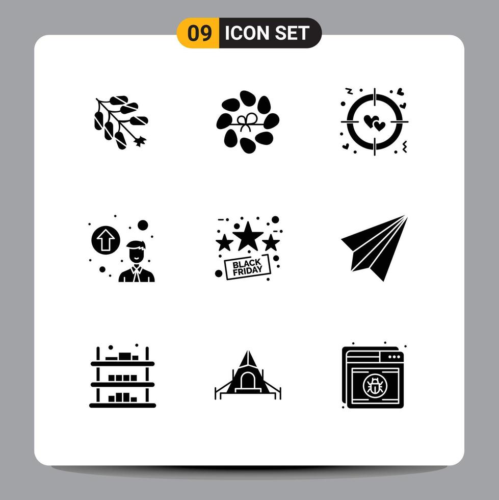 9 Universal Solid Glyph Signs Symbols of sale friday heart discount professional growth Editable Vector Design Elements