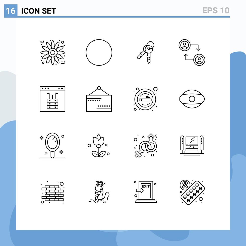 Outline Pack of 16 Universal Symbols of server interface house cloud swap Editable Vector Design Elements