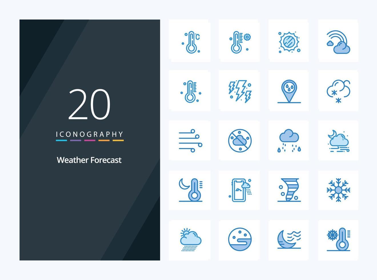 20 icono de color azul del tiempo para la presentación vector