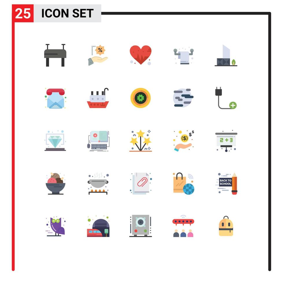 Pictogram Set of 25 Simple Flat Colors of security lifeguard beat beach towel Editable Vector Design Elements