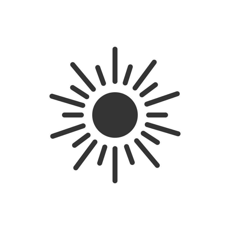 Sun icon in flat style. Sunlight sign vector illustration on white isolated background. Daylight business concept.
