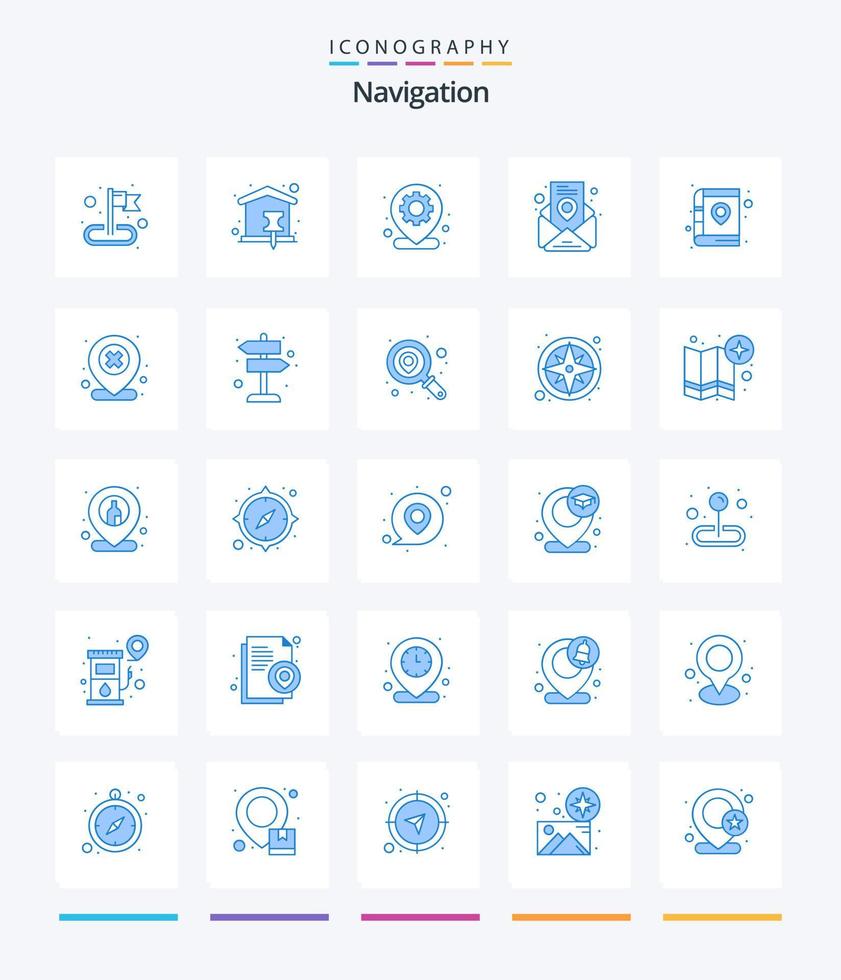 Creative Navigation 25 Blue icon pack  Such As location. book. map. pin. location vector