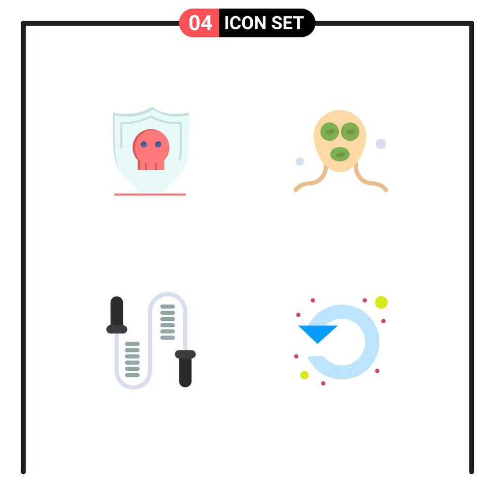 4 Thematic Vector Flat Icons and Editable Symbols of shield rope plain facial mask skipping Editable Vector Design Elements