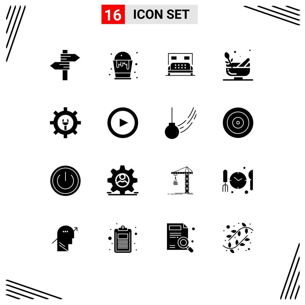 16 Creative Icons Modern Signs and Symbols of setting spa hotel bowl grinding Editable Vector Design Elements