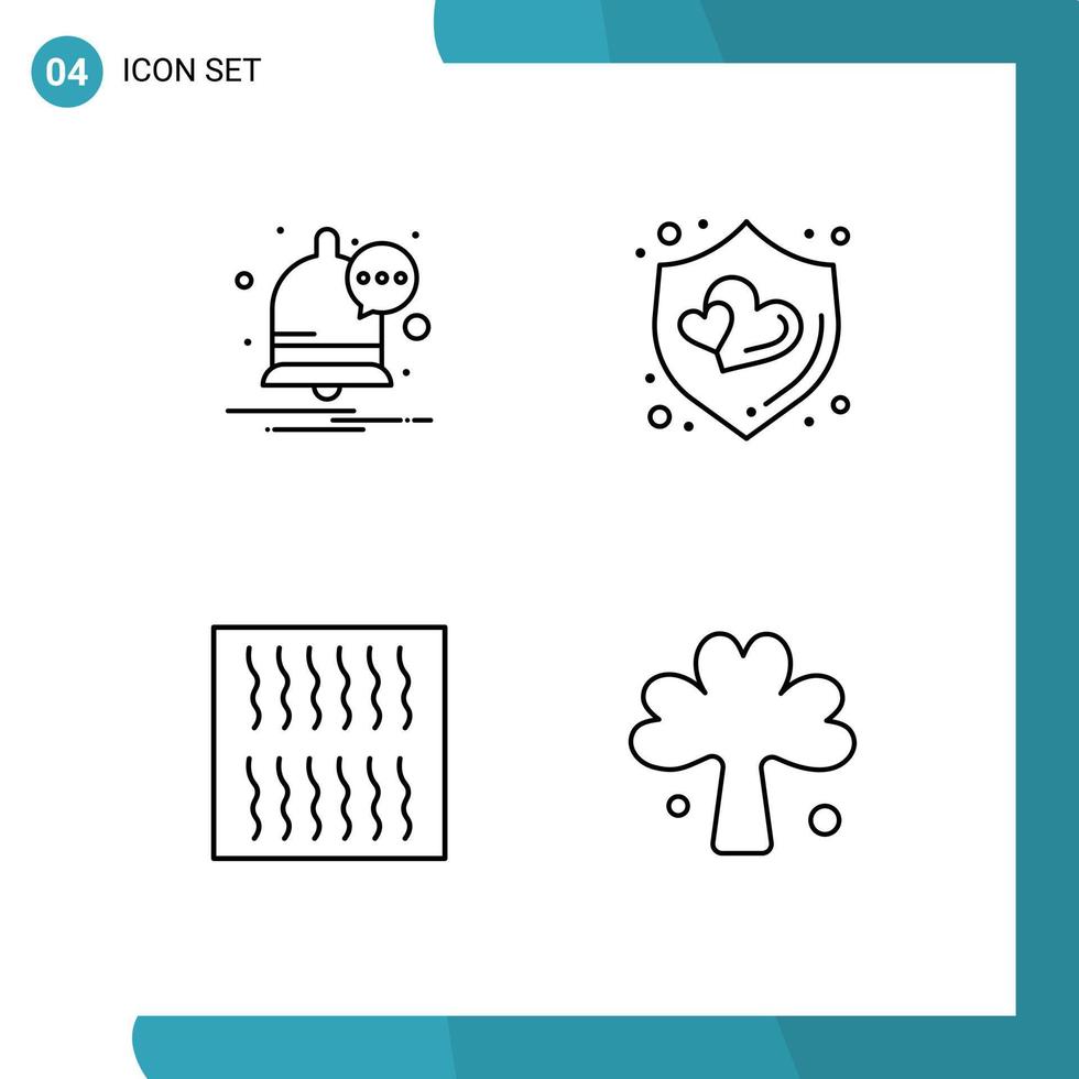 4 Thematic Vector Filledline Flat Colors and Editable Symbols of communication clover love food ireland Editable Vector Design Elements