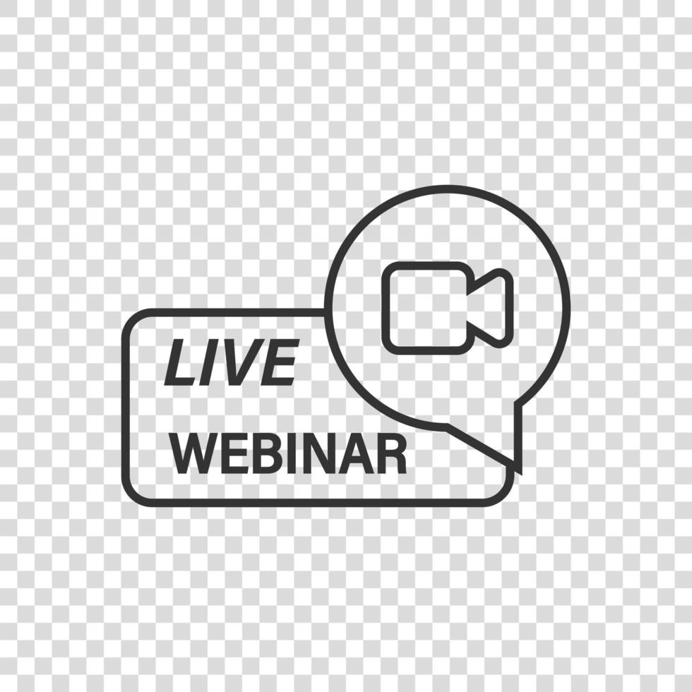 Live webinar icon in flat style. Online training vector illustration on isolated background. Conference stream sign business concept.