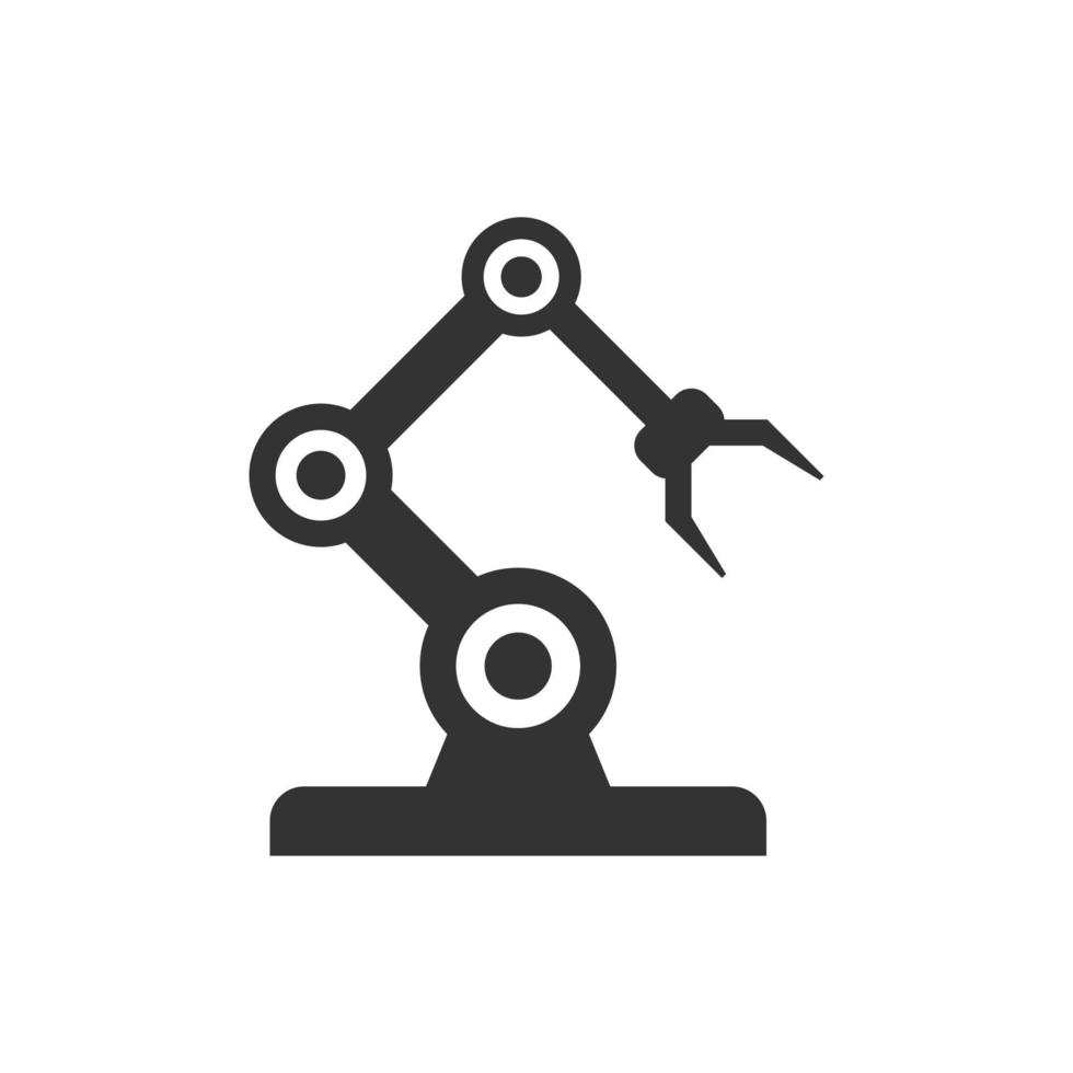 icono de brazo de robot en estilo plano. Ilustración de vector de manipulador mecánico sobre fondo blanco aislado. concepto de negocio de máquina.