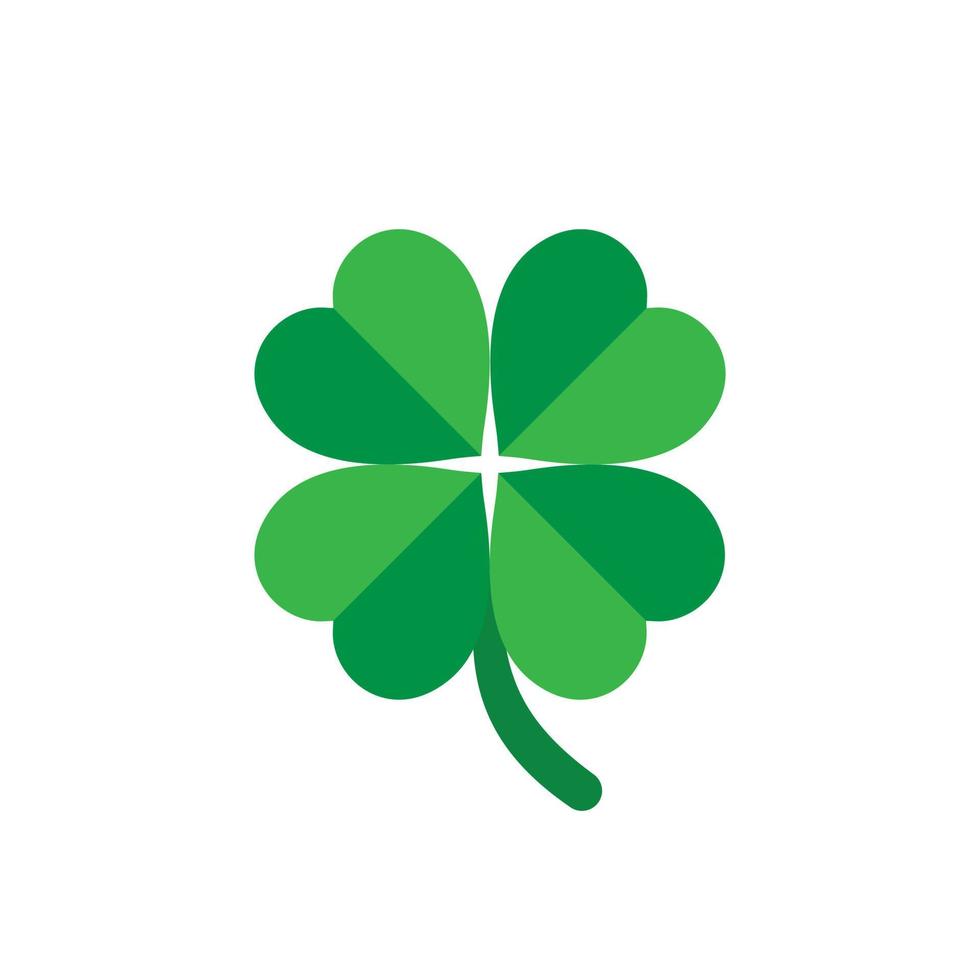 Four leaf clover icon in flat style. St Patricks Day vector illustration on white isolated background. Flower shape business concept.