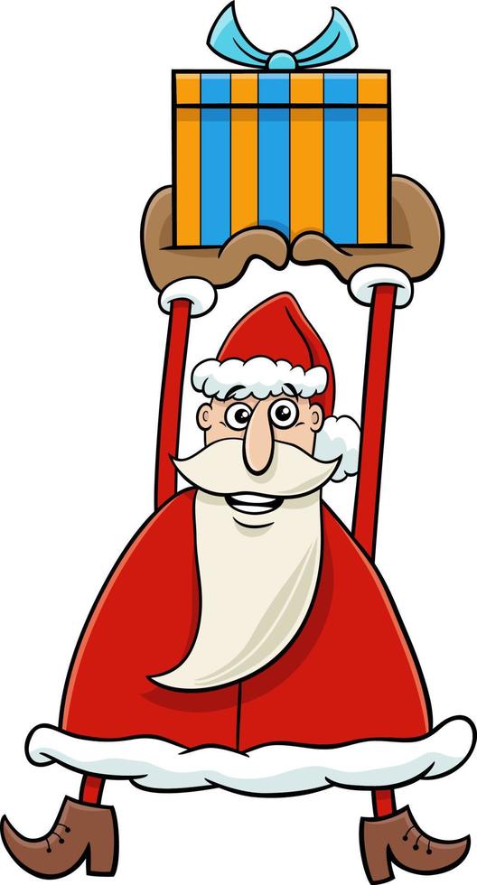 personaje de dibujos animados de santa claus con regalo de navidad vector