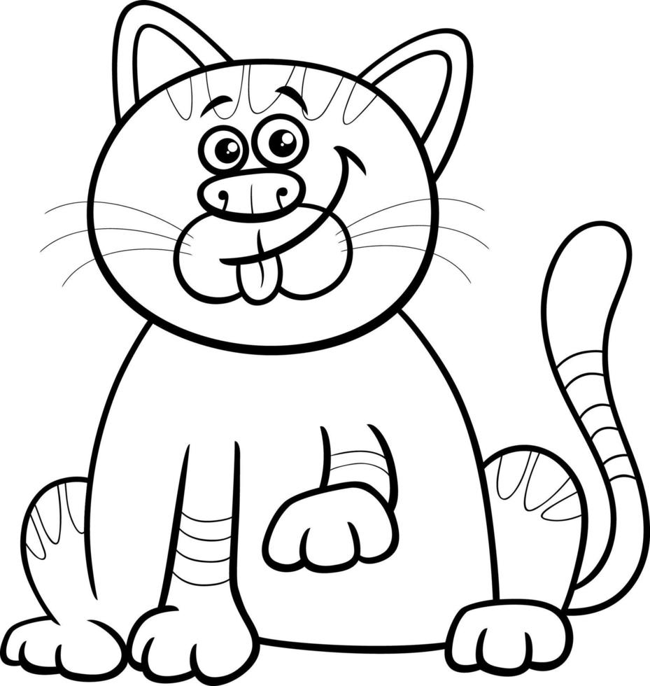 cartoon cat animal character coloring page vector