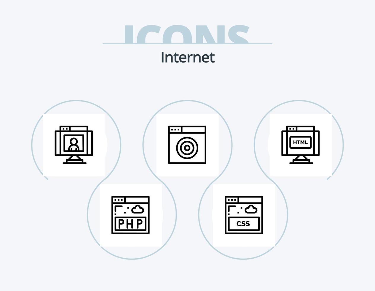 Internet Line Icon Pack 5 Icon Design. multimedia. internet. database. html. code vector