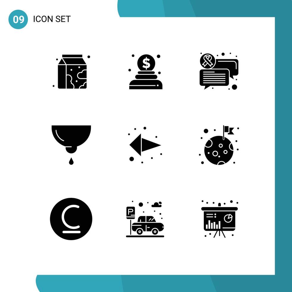 Modern Set of 9 Solid Glyphs and symbols such as left arrow communication mother feeding Editable Vector Design Elements