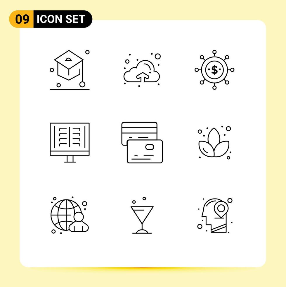 Set of 9 Modern UI Icons Symbols Signs for credit xray economics ribs radiology Editable Vector Design Elements
