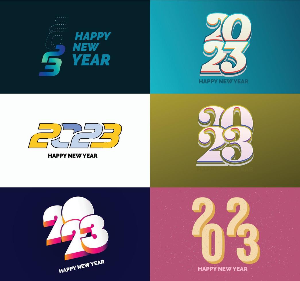 Big Set of 2023 Happy New Year logo text design 2023 number design template vector