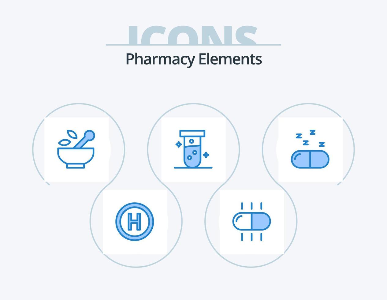 elementos de farmacia icono azul paquete 5 diseño de iconos. . médico. . médico vector