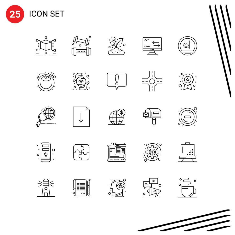 Modern Set of 25 Lines Pictograph of bangla arrows recreation connection small Editable Vector Design Elements