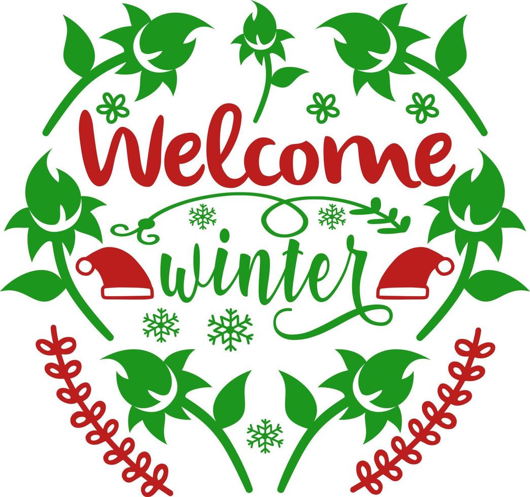 Welcome winter. Matching Family Christmas Shirts. Christmas Gift. Family Christmas. Sticker. Card. vector