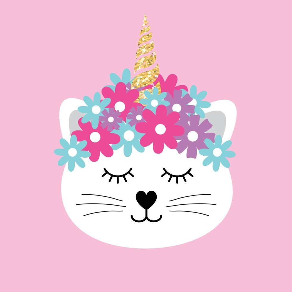 Vector cat with unicorn horn