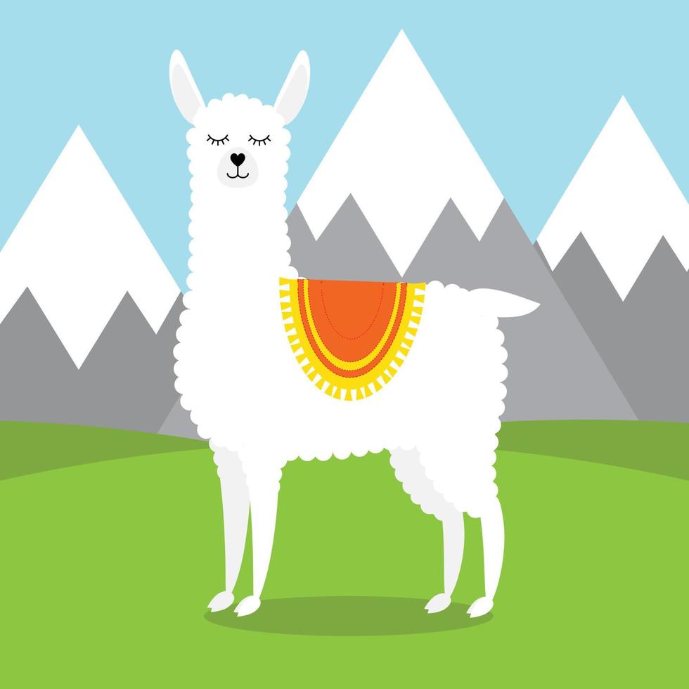 Vector flat colored llama alpaca