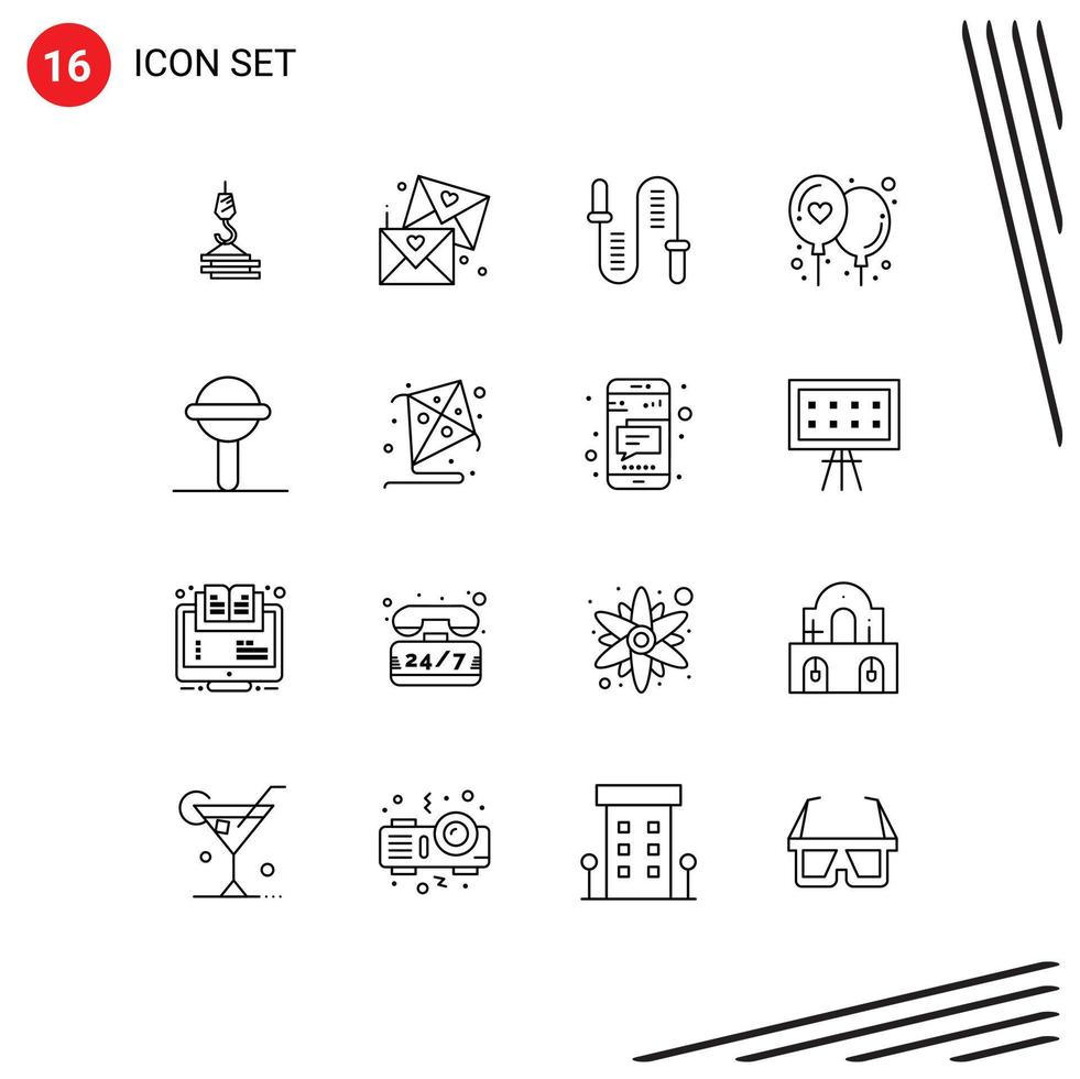 16 Creative Icons Modern Signs and Symbols of baby balloon wedding affection skipping Editable Vector Design Elements