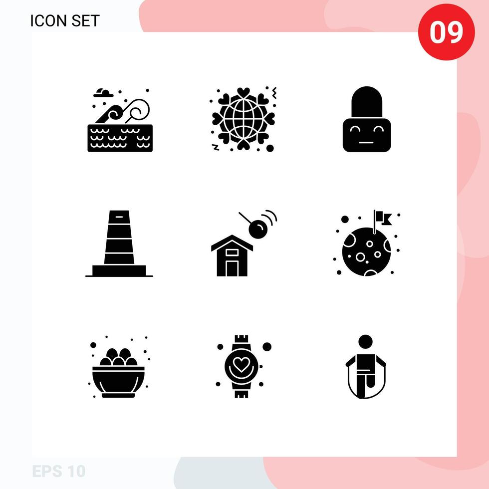 paquete de iconos de vectores de stock de 9 signos y símbolos de línea para la tecnología de la ciudad construcción mundial elementos de diseño de vectores editables para padres