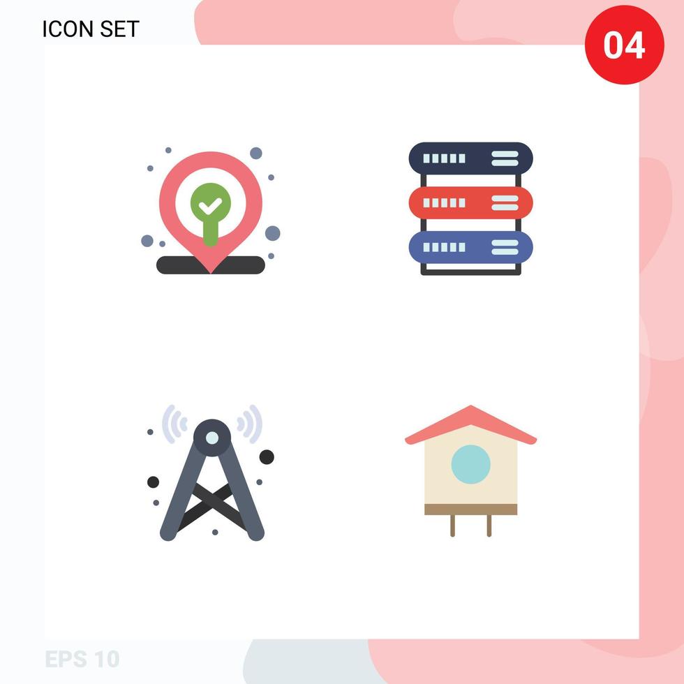 4 User Interface Flat Icon Pack of modern Signs and Symbols of web internet computing storage wifi Editable Vector Design Elements