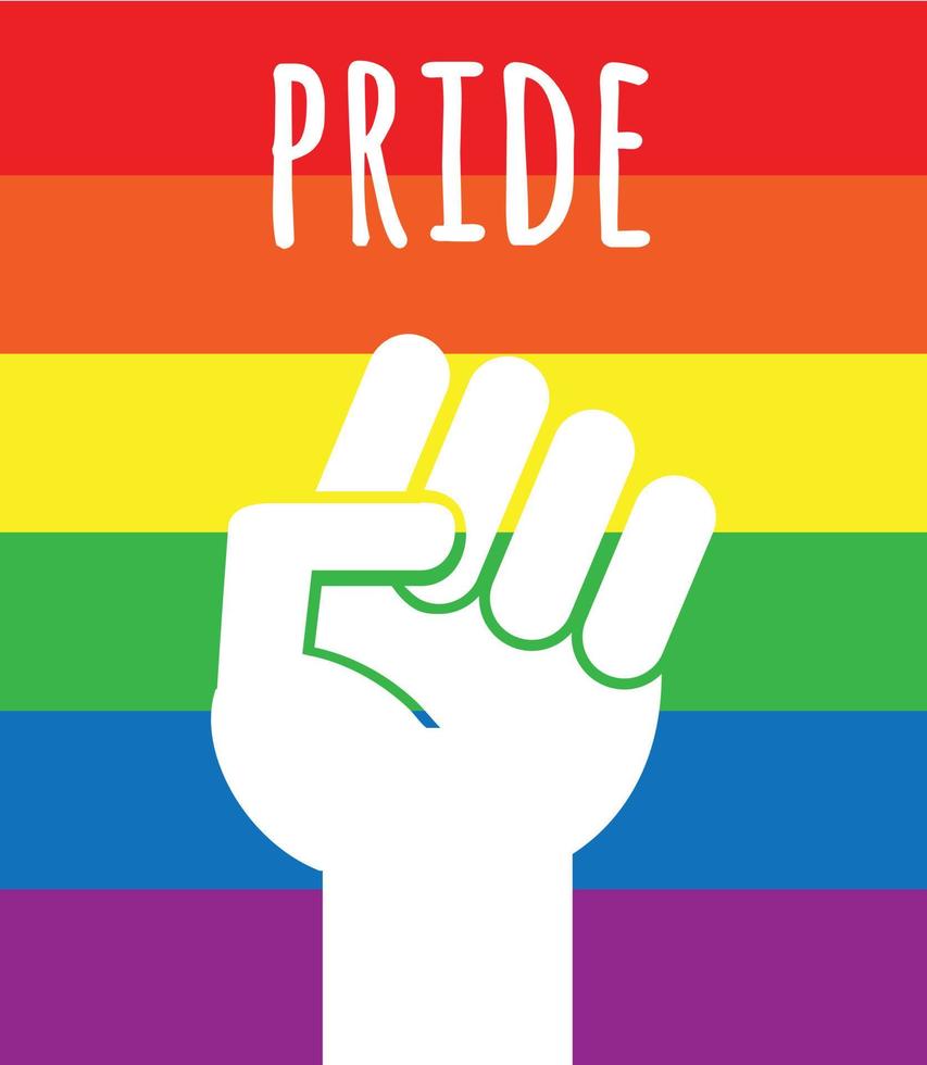 Vector flat lgbt flag fists with pride text