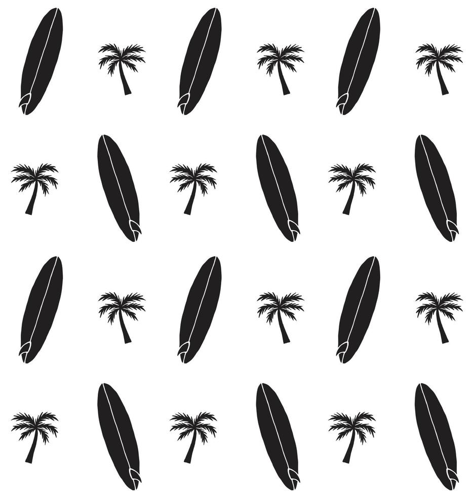 Vector seamless pattern of sketch surf board