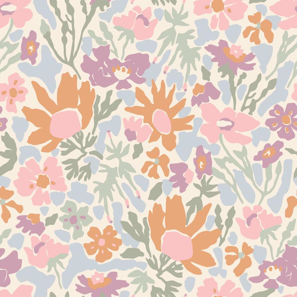 Vector floral ditsy illustration seamless repeat pattern