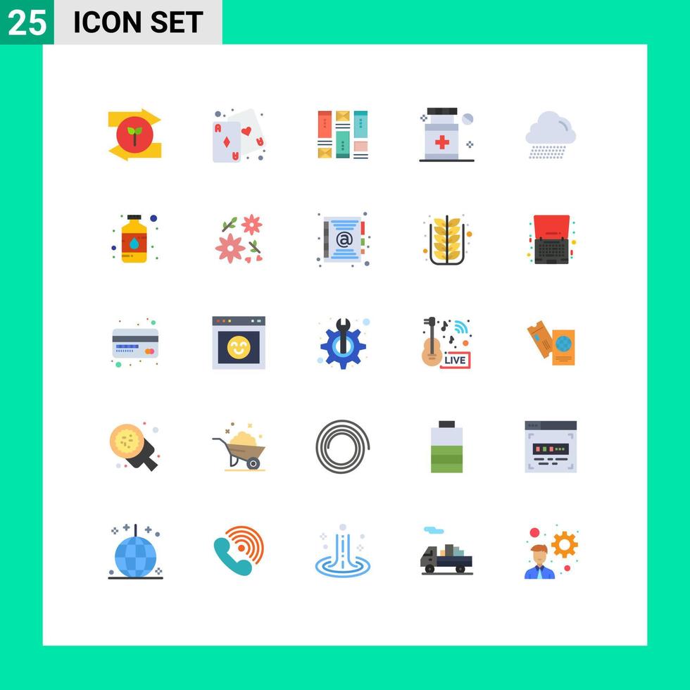conjunto de pictogramas de 25 colores planos simples de elementos de diseño de vectores editables de atención médica de estructura metálica de nube de canadá