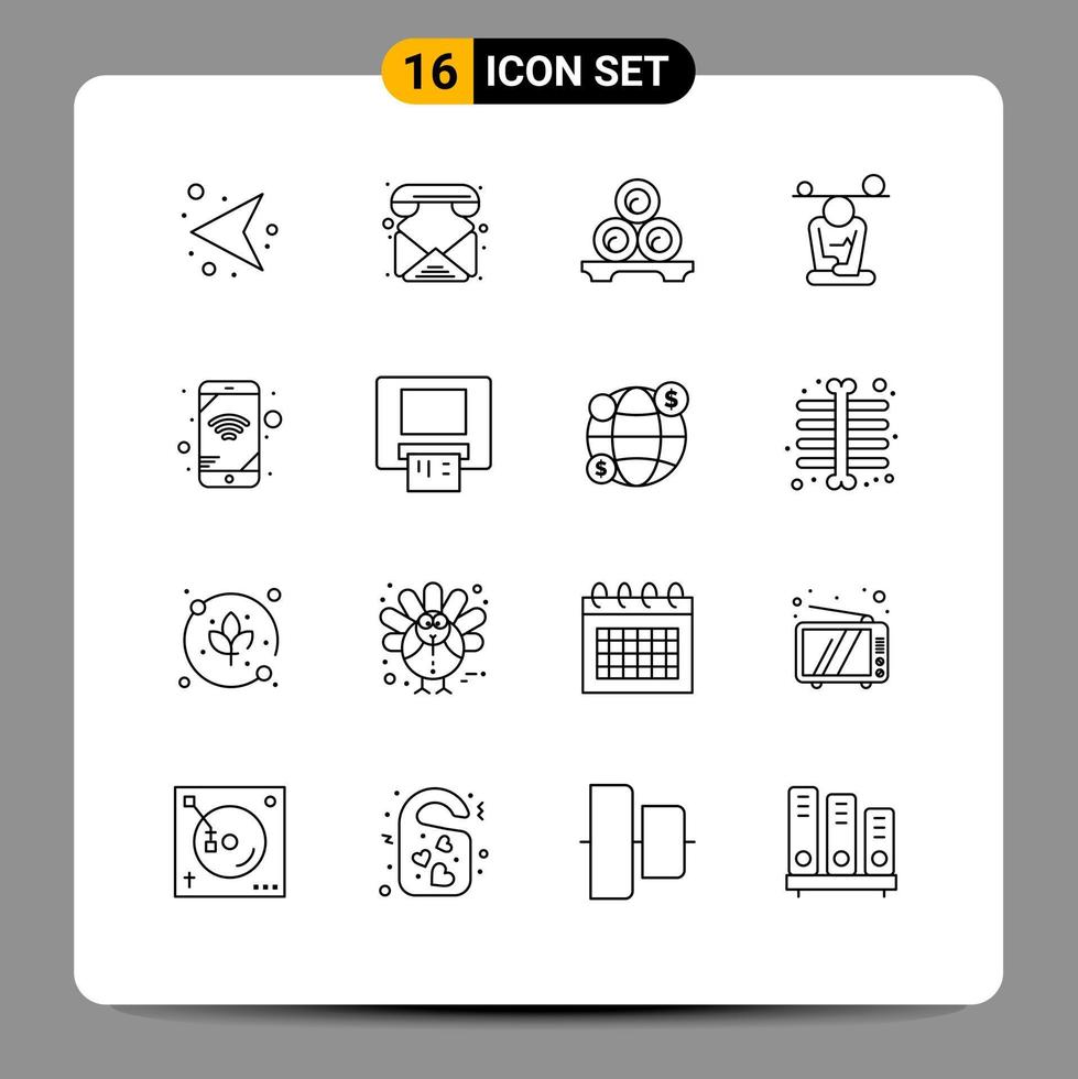 Set of 16 Commercial Outlines pack for mindfulness meditation massage concentration towels Editable Vector Design Elements