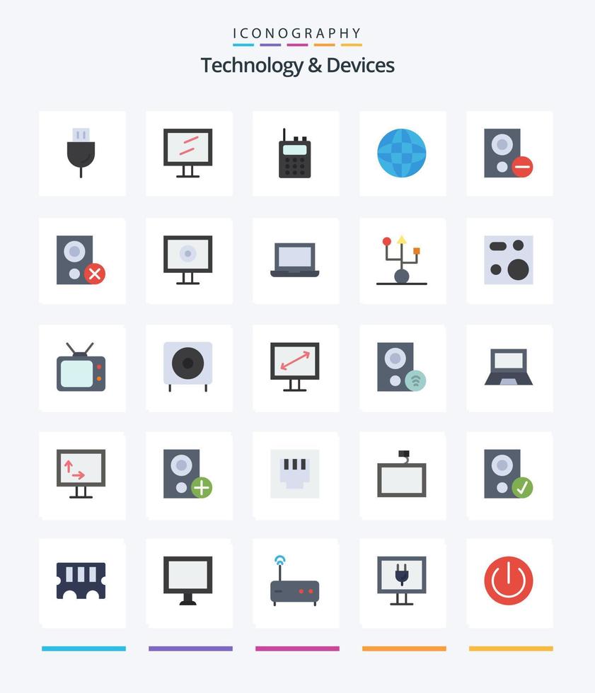 Creative Devices 25 Flat icon pack  Such As devices. globe. communication. equipment. devices vector