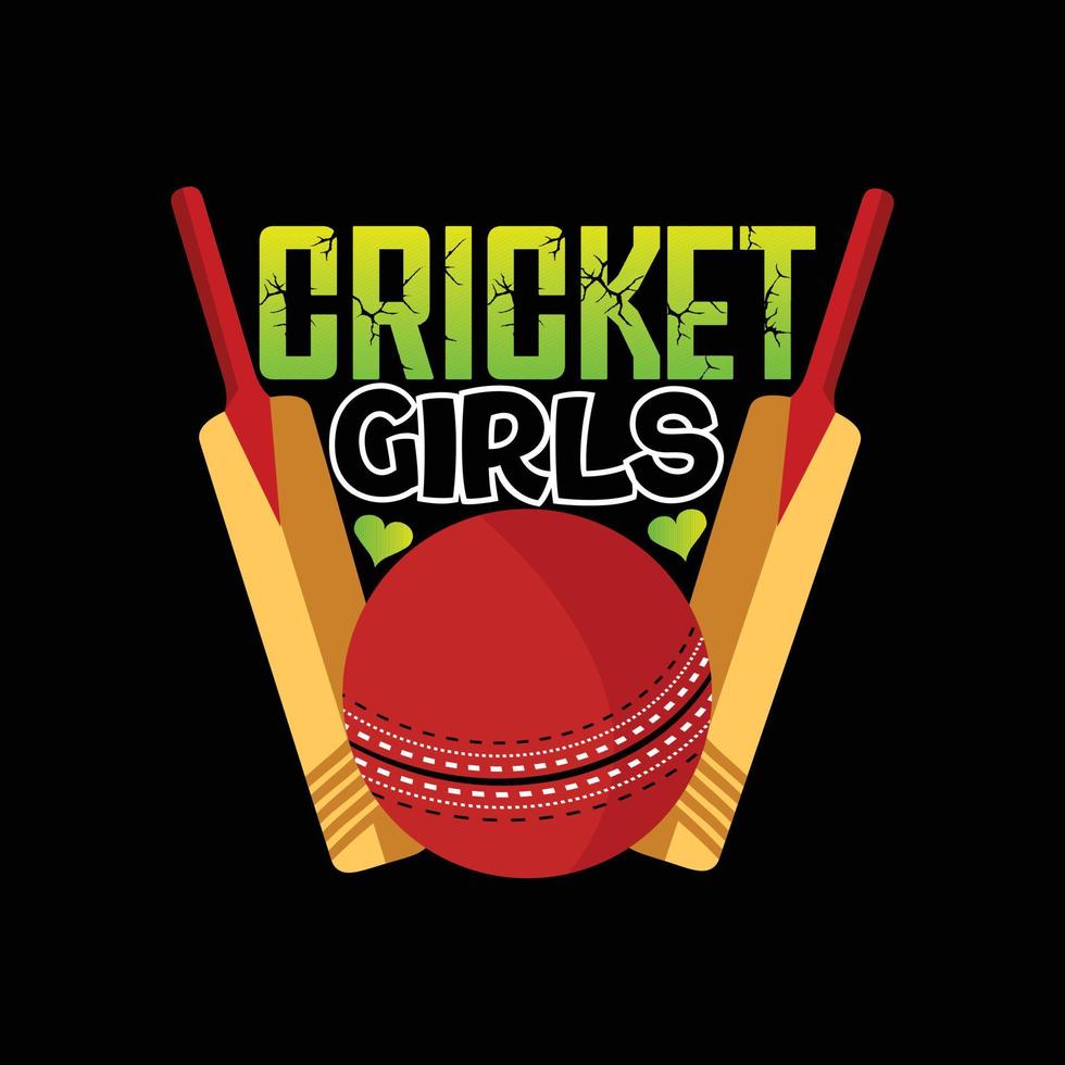 diseño de camiseta de vector de chica de cricket. diseño de camiseta de críquet. se puede utilizar para imprimir tazas, diseños de pegatinas, tarjetas de felicitación, afiches, bolsos y camisetas.