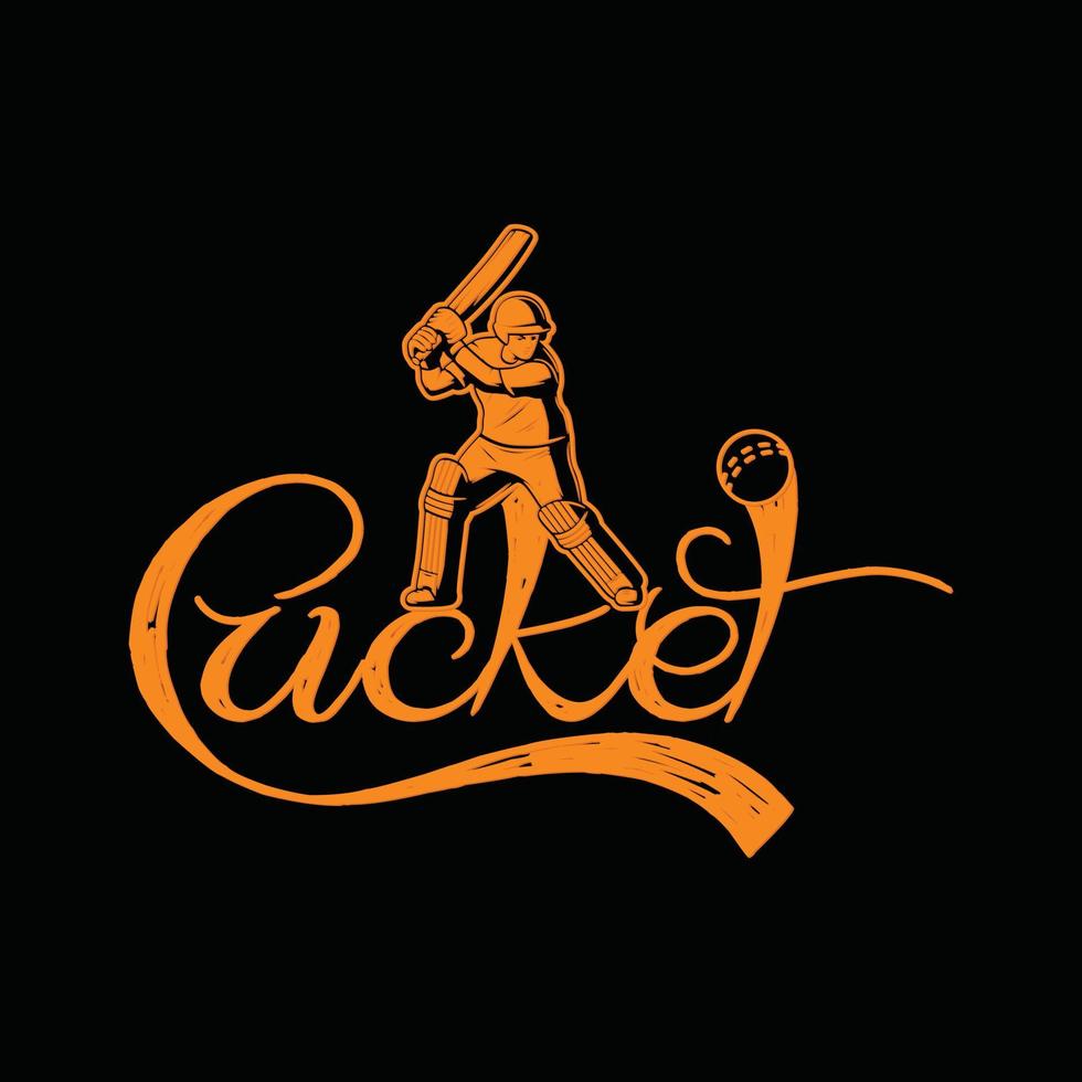 diseño de camiseta de vector de cricket. diseño de camiseta de críquet. se puede utilizar para imprimir tazas, diseños de pegatinas, tarjetas de felicitación, afiches, bolsos y camisetas.