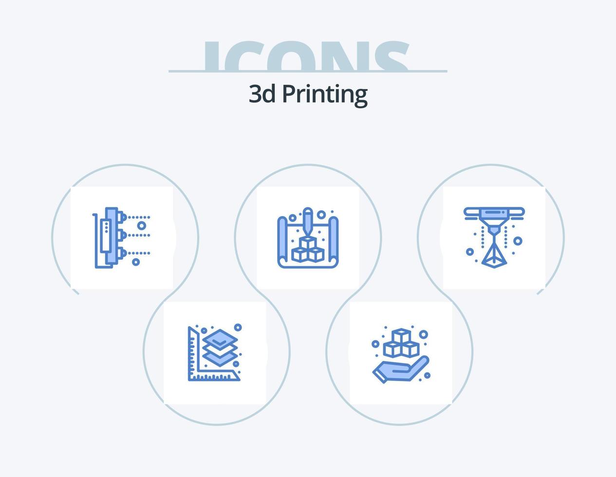 3d Printing Blue Icon Pack 5 Icon Design. laser. webd. factory. print. blue vector