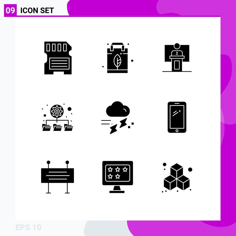 9 Creative Icons Modern Signs and Symbols of network database speech speaker presentation Editable Vector Design Elements