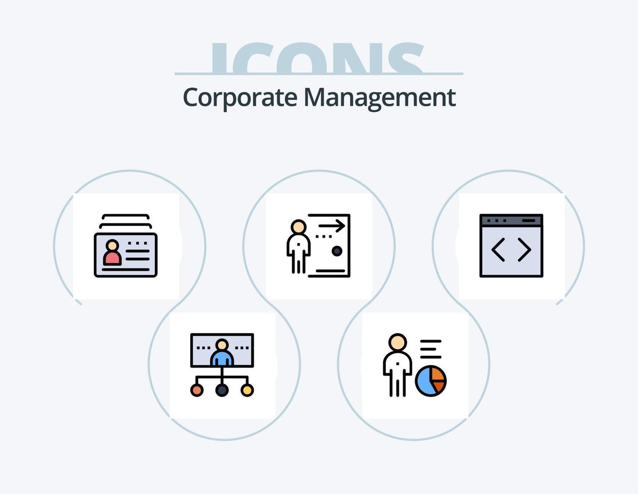 Corporate Management Line Filled Icon Pack 5 Icon Design. media. internet. discussion. teamwork. people vector