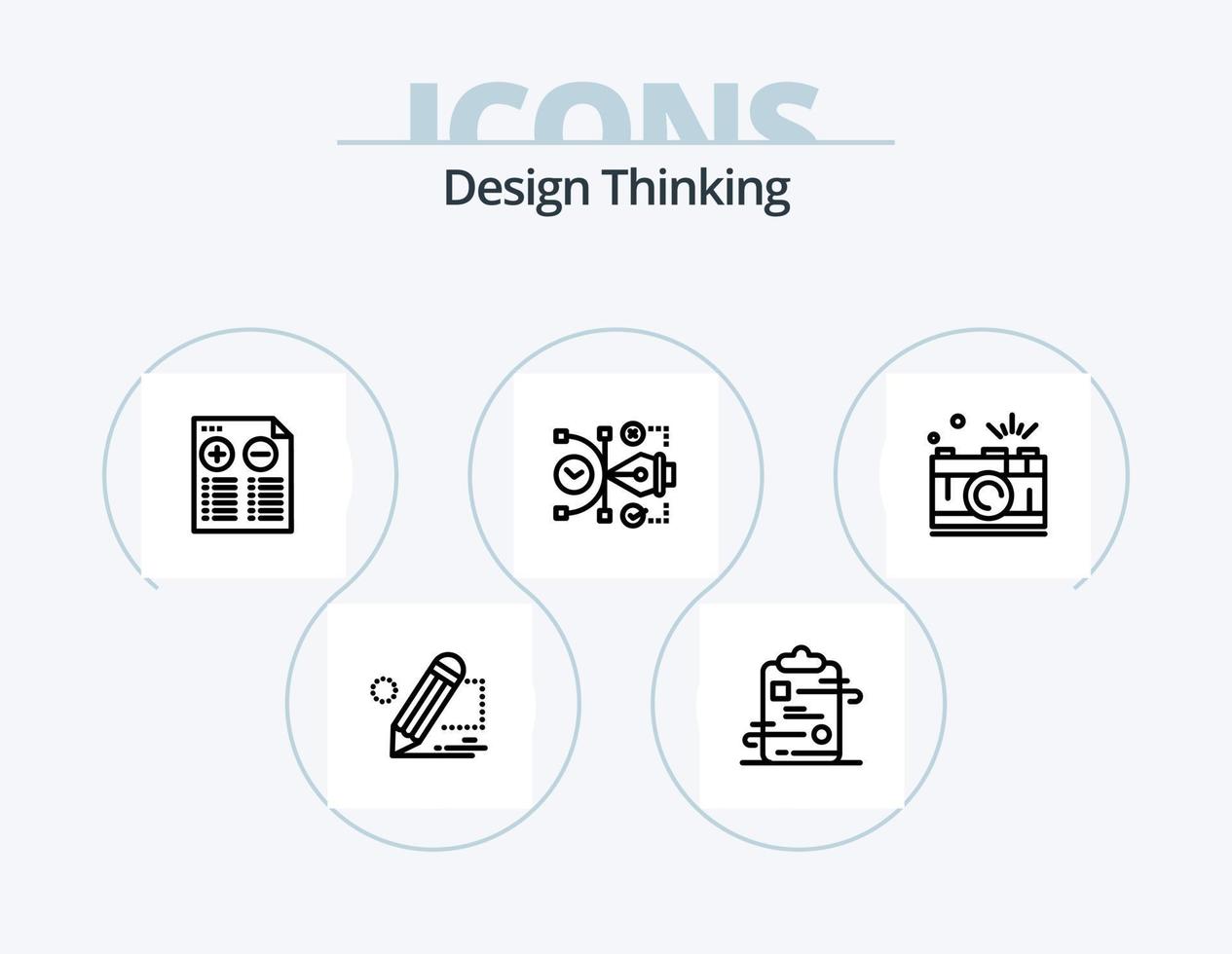 Design Thinking Line Icon Pack 5 Icon Design. chart. board. digital. analytics. store vector
