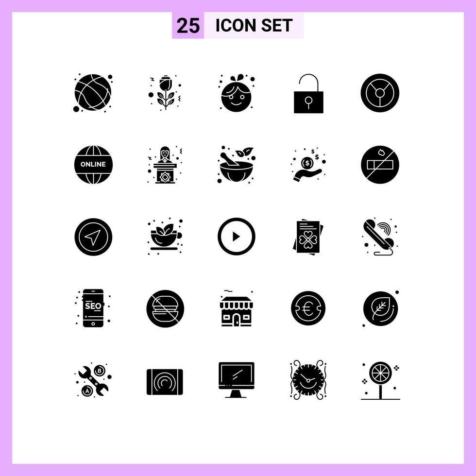 25 Creative Icons Modern Signs and Symbols of business wheel baby user interface lock Editable Vector Design Elements