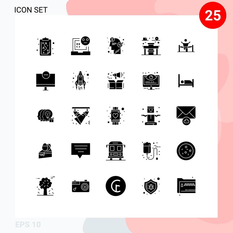 25 Thematic Vector Solid Glyphs and Editable Symbols of winner education error chair idea Editable Vector Design Elements