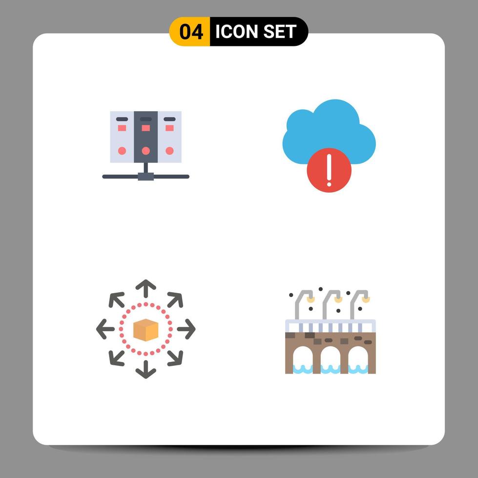 4 Creative Icons Modern Signs and Symbols of computer shopping database data city Editable Vector Design Elements