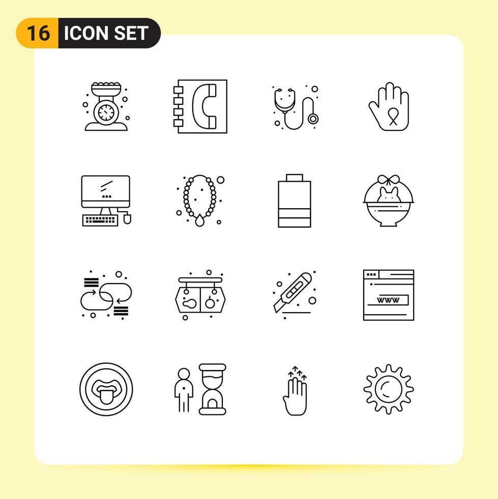 16 Outline concept for Websites Mobile and Apps awareness hand contacts stop medicine Editable Vector Design Elements