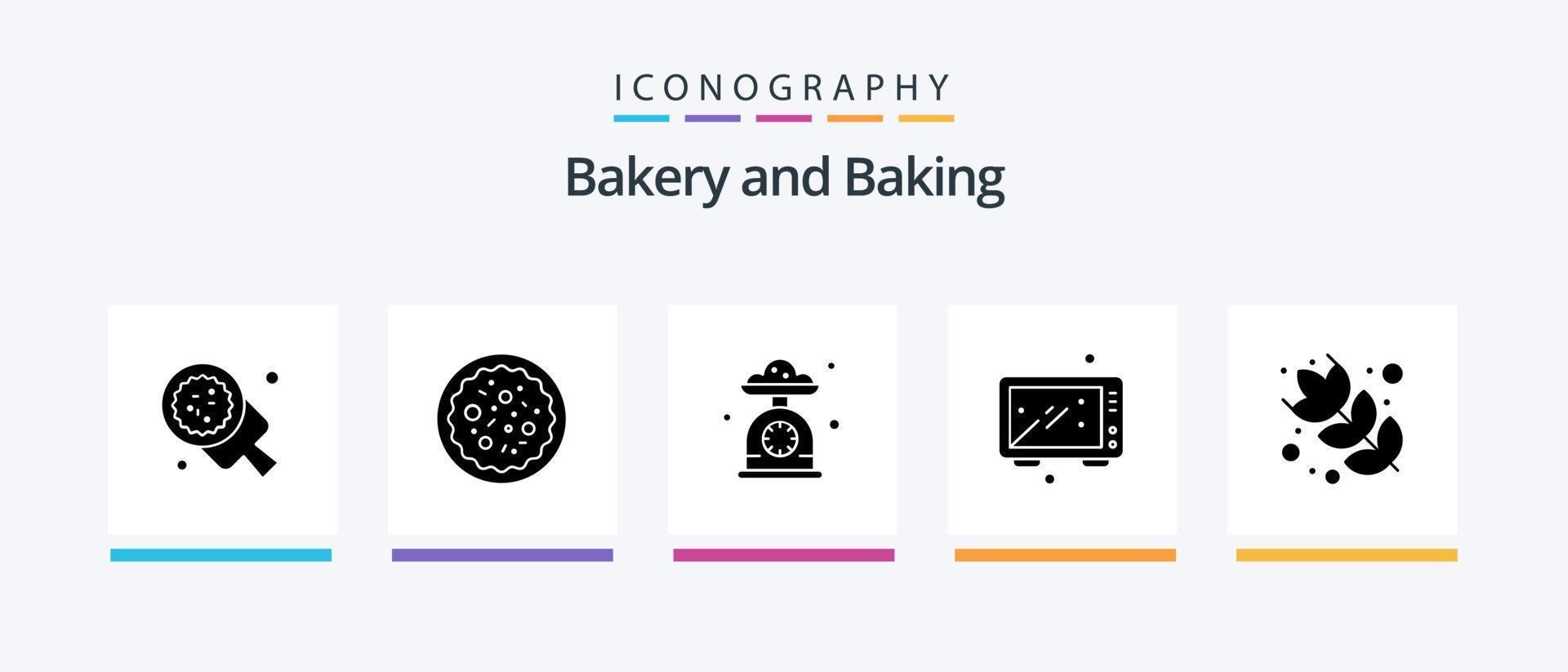 Baking Glyph 5 Icon Pack Including food. baking. restaurant. kitchen scale. Creative Icons Design vector